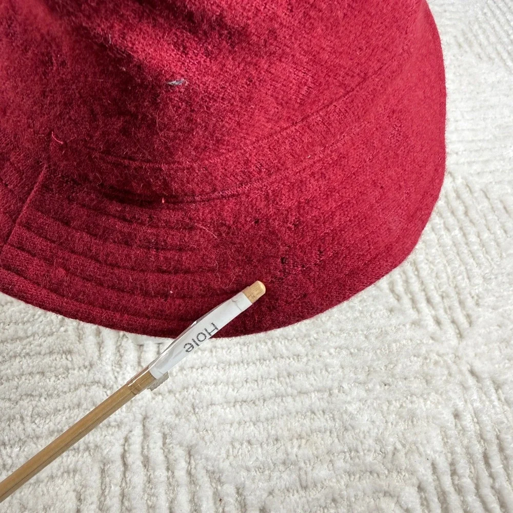 Saks Fifth Avenue Vintage Wool Bucket Hat Women's Red Felted Boho Cloche Cozy